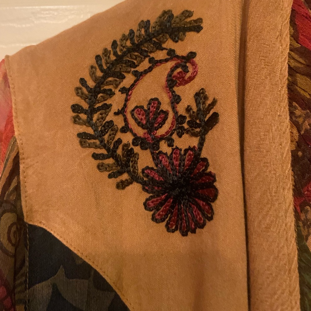 Young Threads Tan Patchwork Open-Front Kimono - Picture 5 of 6